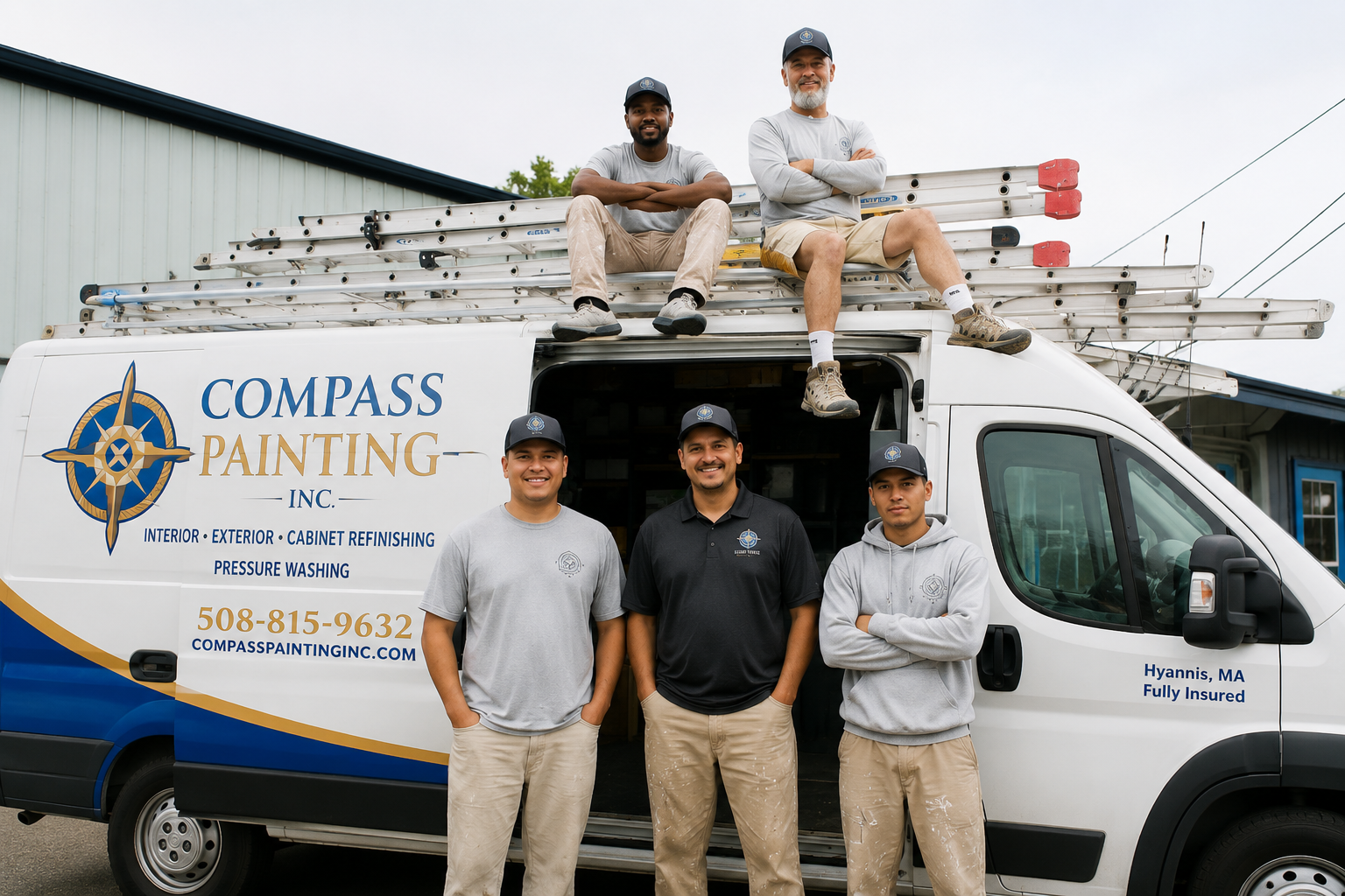 Compass Painting team in front of the company van in Hyannis Cape Cod