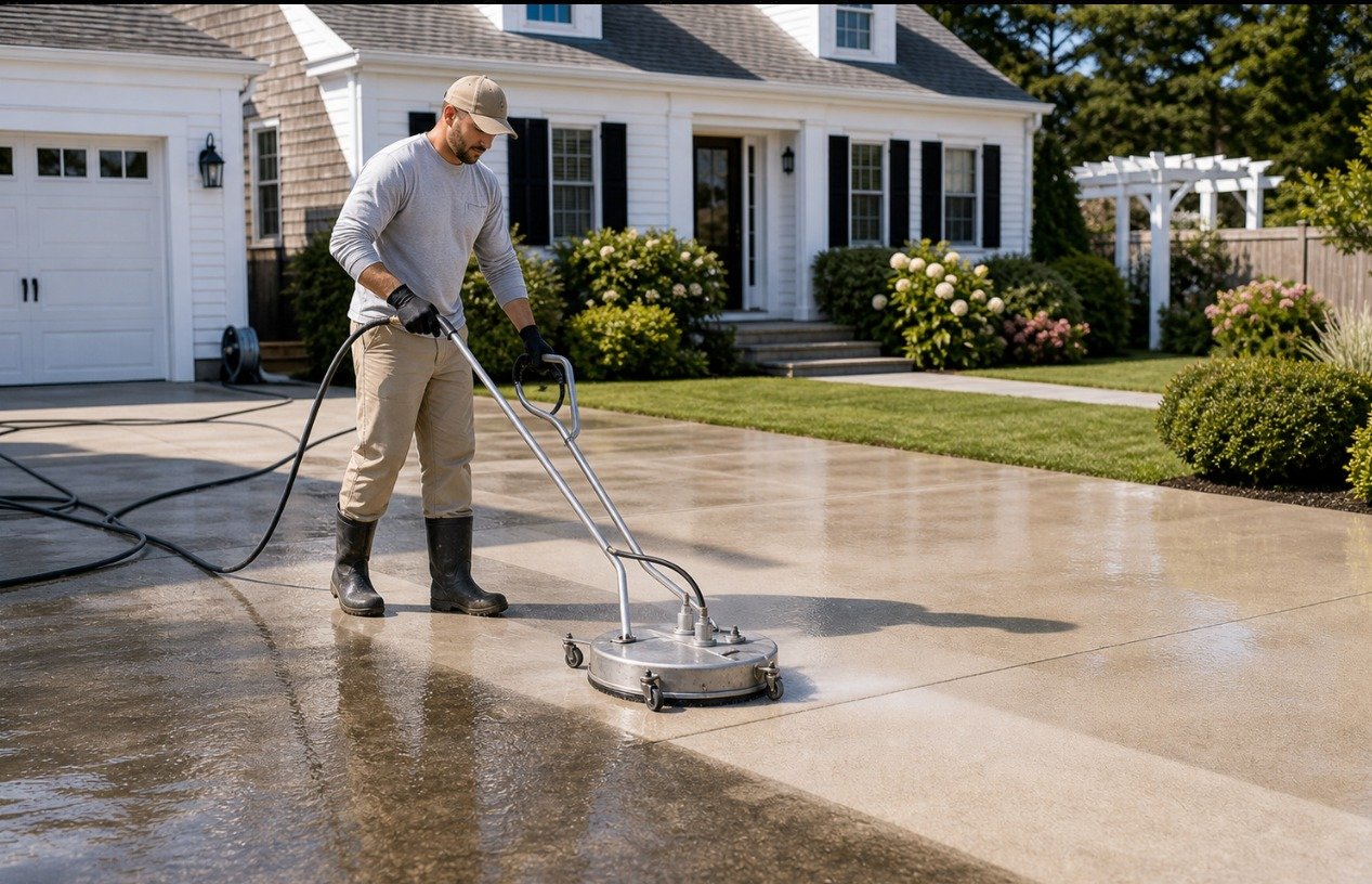Driveway and concrete cleaning in Hyannis for driveways walkways and patios