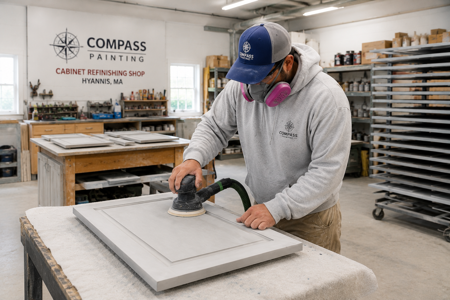 Compass Painting professional cabinet shop in Cape Cod