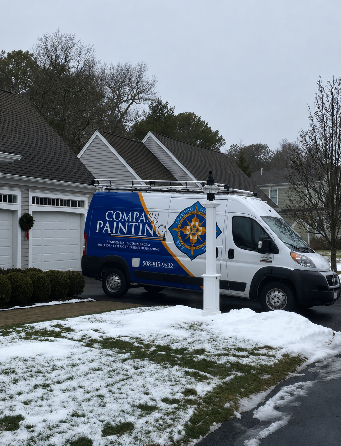 Compass Painting service van for house painting across Cape Cod from Hyannis