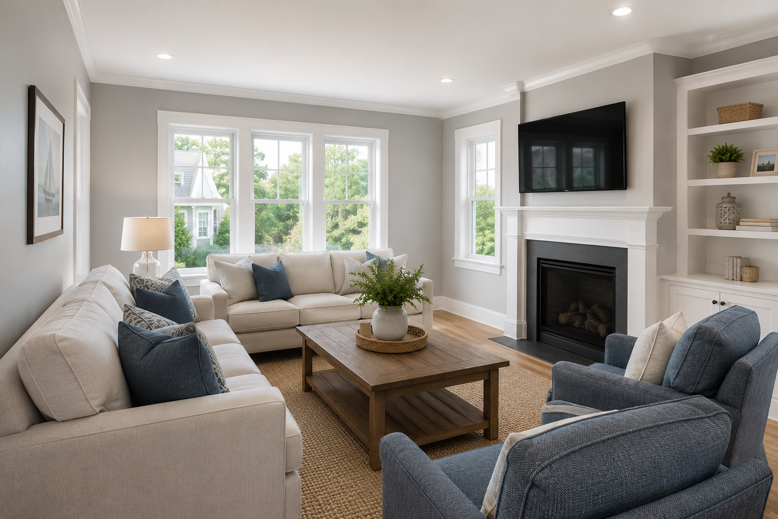 Interior house painting in a Hyannis living room